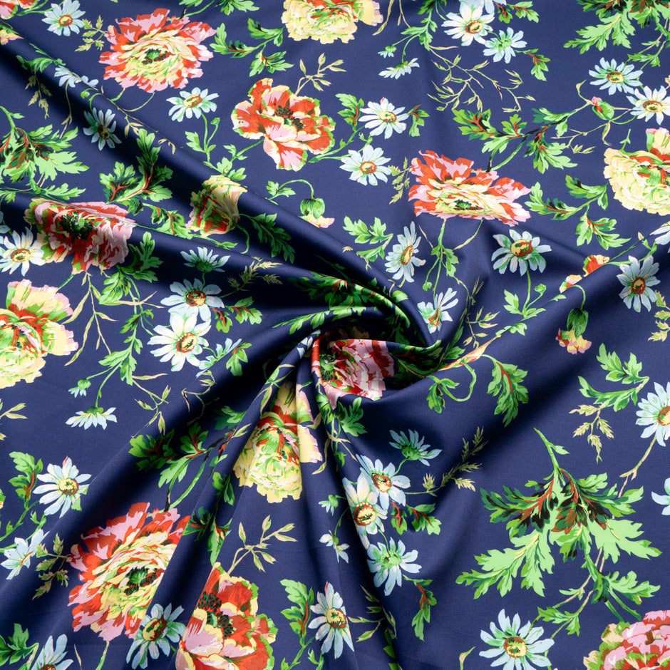 Multi Floral Printed Navy Blue Luxury Cotton