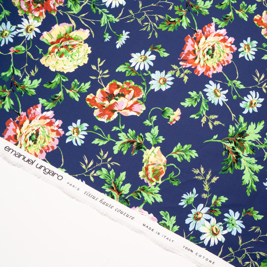 Multi Floral Printed Navy Blue Luxury Cotton