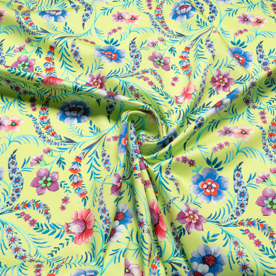 Multi Floral Printed Green Luxury Cotton