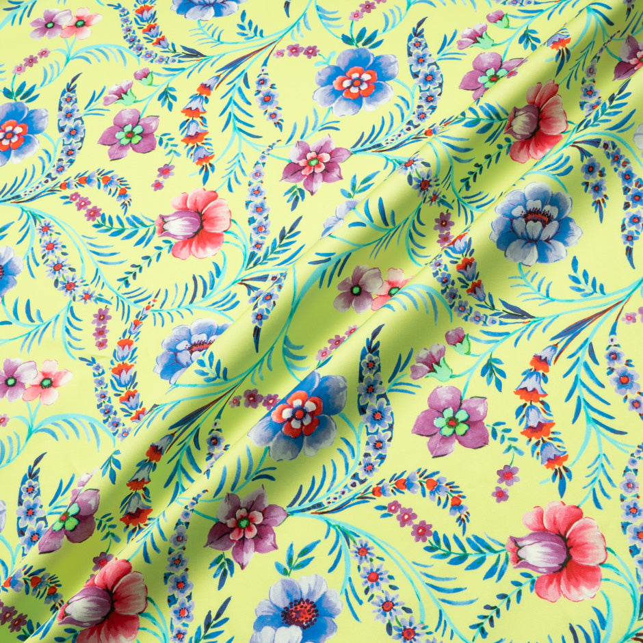 Multi Floral Printed Green Luxury Cotton