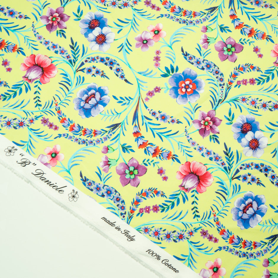 Multi Floral Printed Green Luxury Cotton