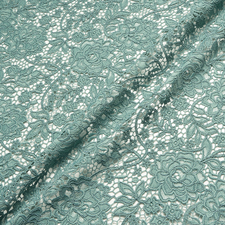 Duck Egg Floral Guipure Lace