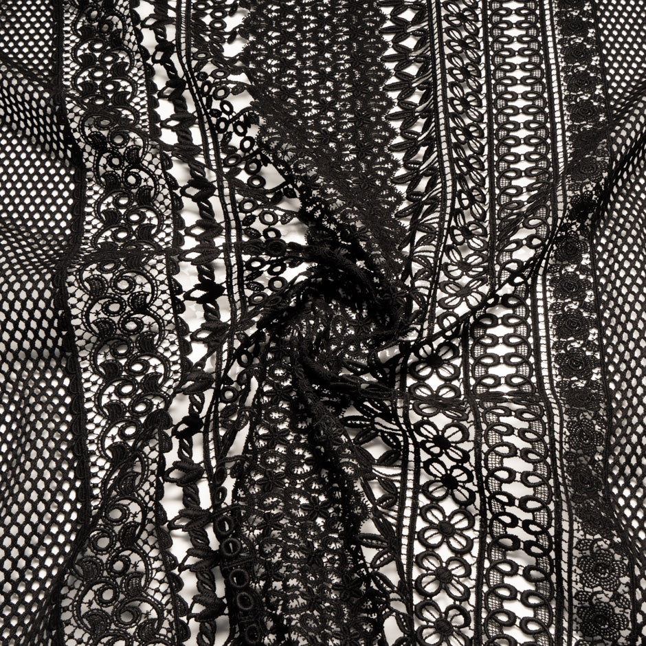 Black Geometric Guipure Lace