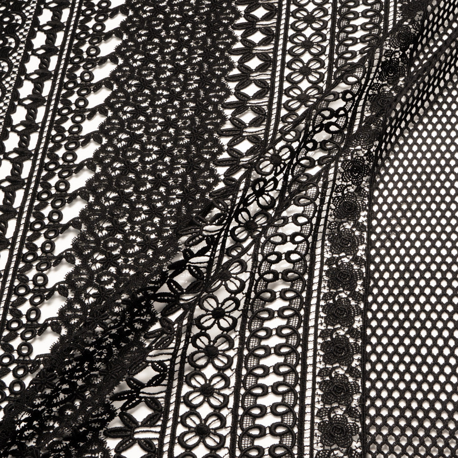 Black Geometric Guipure Lace