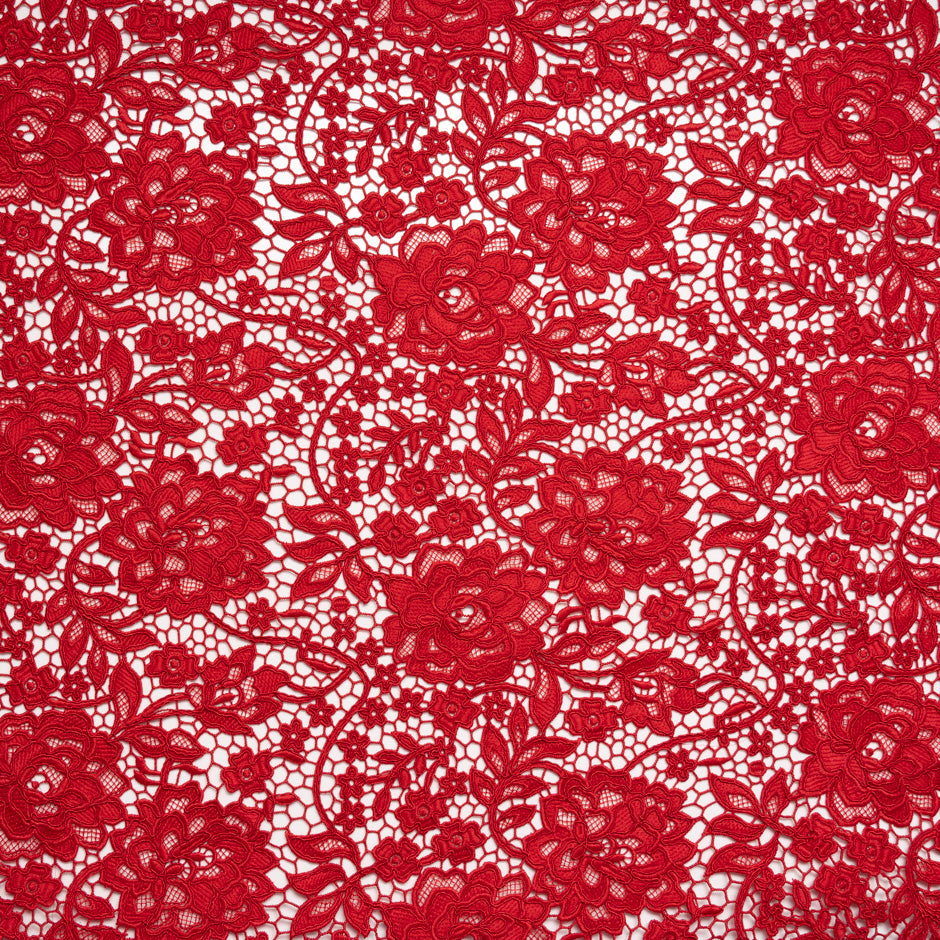 Lipstick Red Floral Guipure Lace