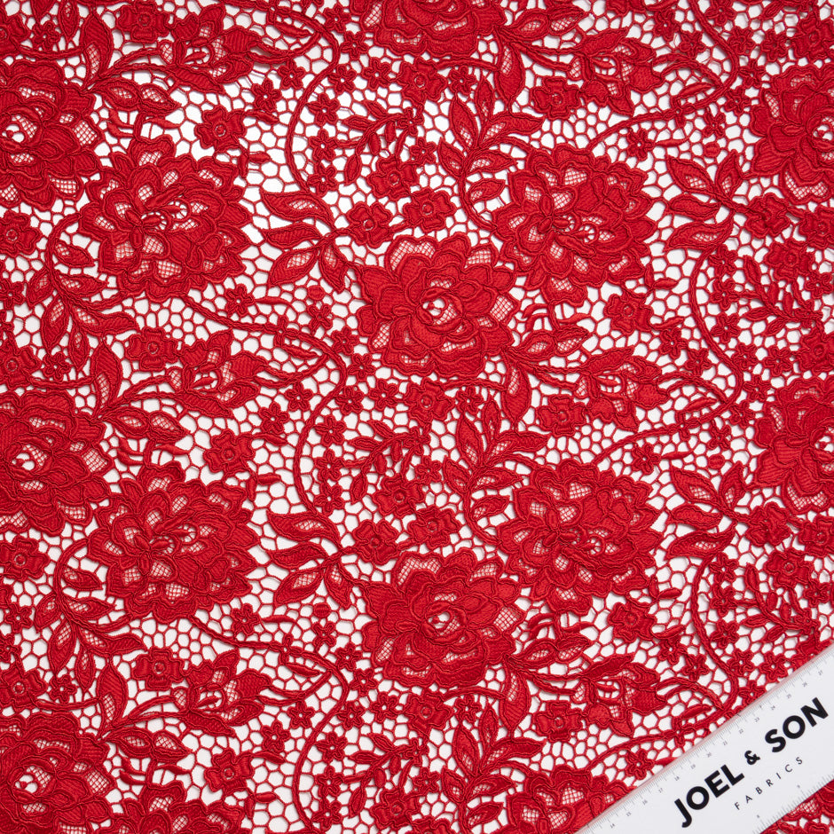 Lipstick Red Floral Guipure Lace