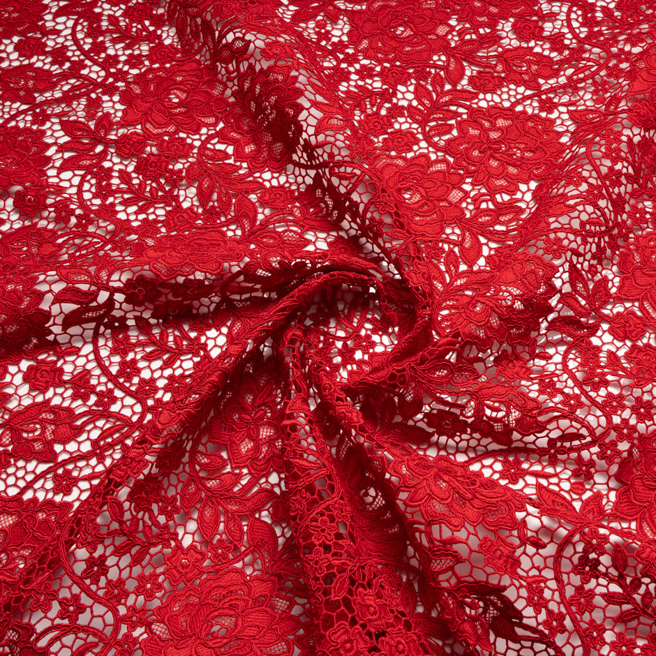Lipstick Red Floral Guipure Lace