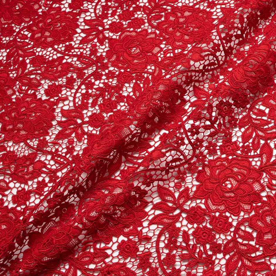 Lipstick Red Floral Guipure Lace