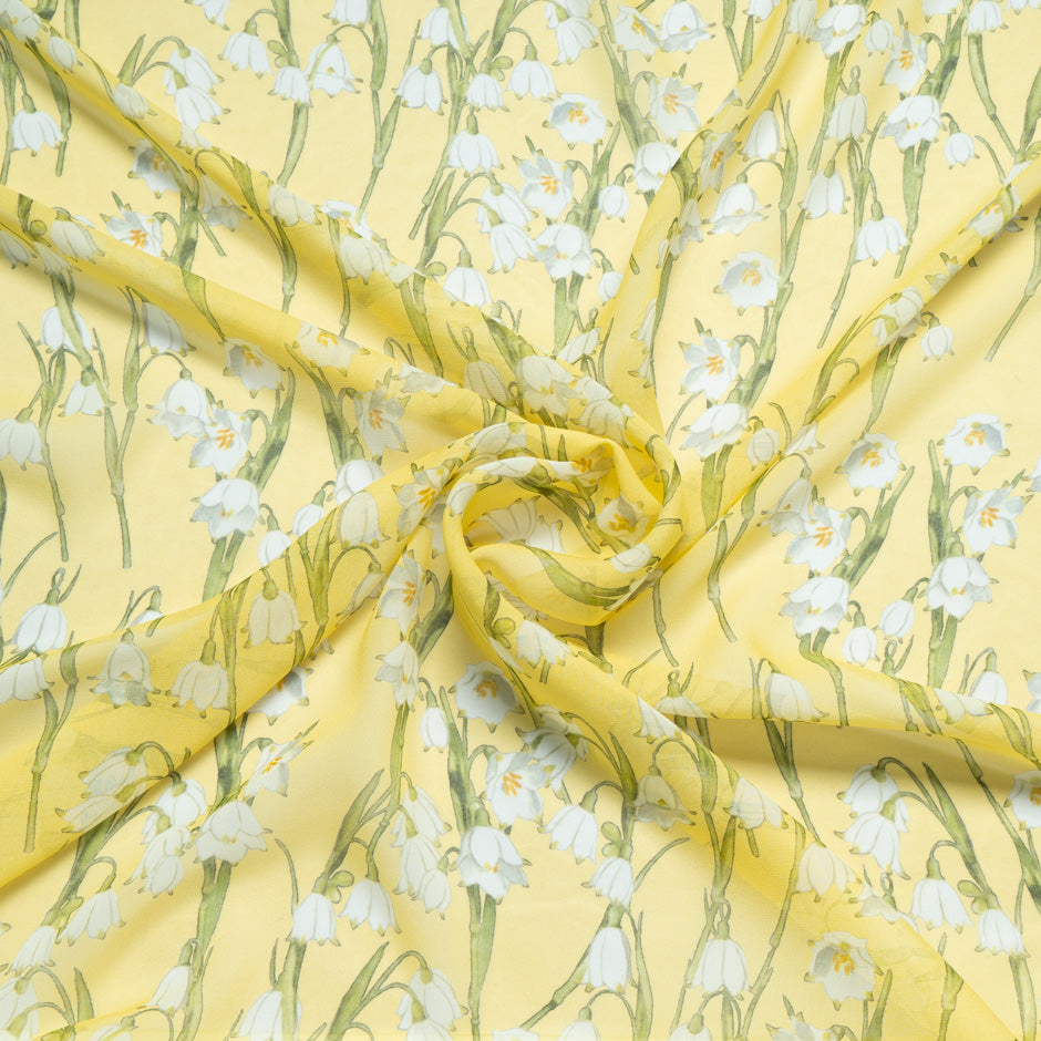 Snow Drop Yellow Silk Georgette (A 2.40m Piece)