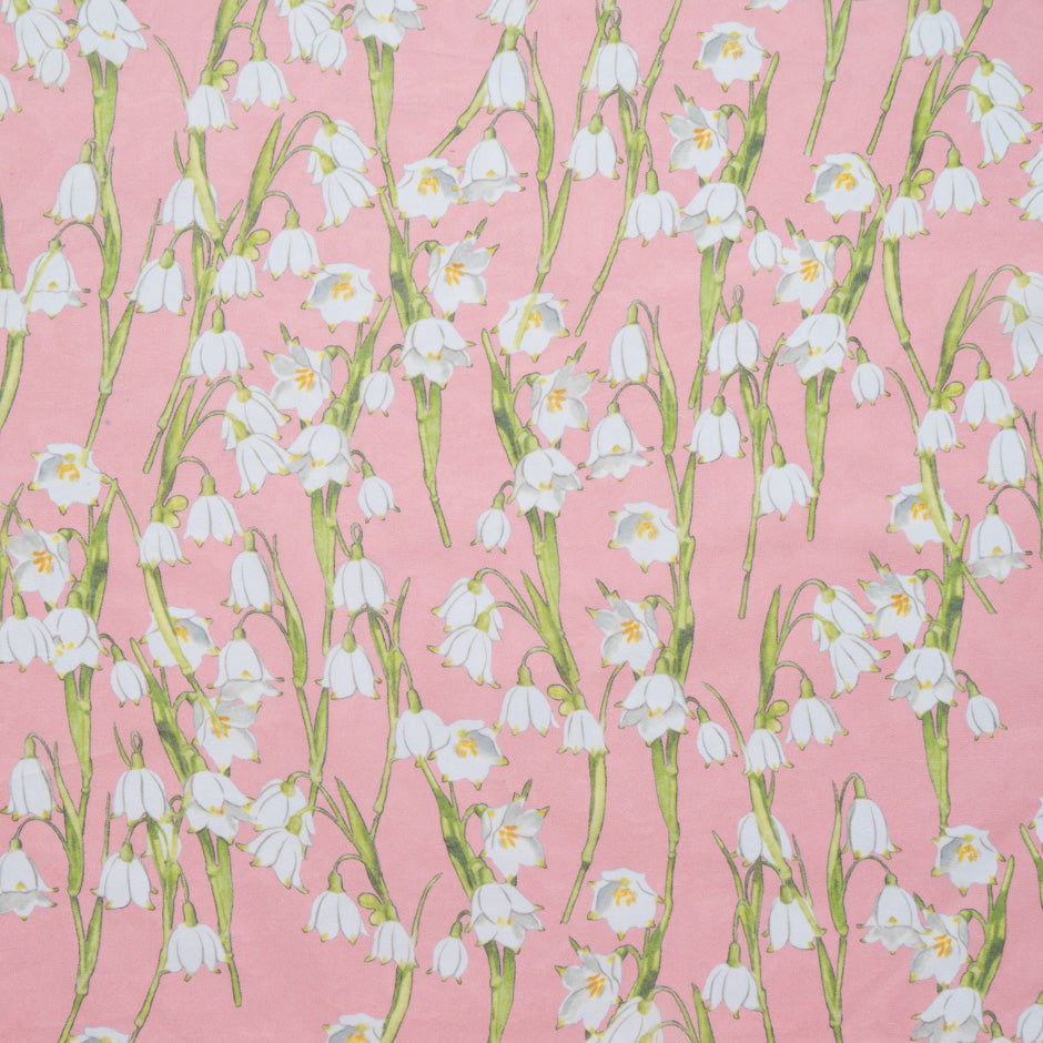 White Snow Drop Salmon Pink Silk Georgette (A 1m Piece)