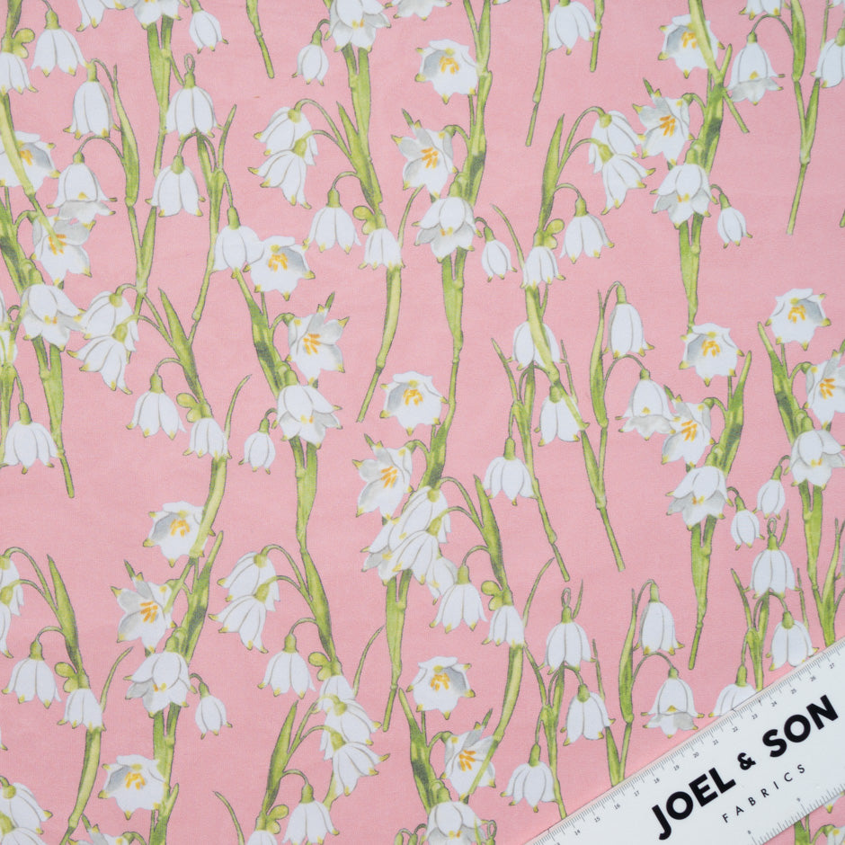 White Snow Drop Salmon Pink Silk Georgette (A 1m Piece)