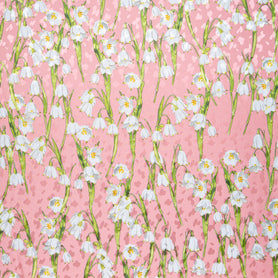 White Lily of the Valley Salmon Pink Silk Jacquard (A 2.80m Piece)