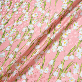 White Lily of the Valley Salmon Pink Silk Jacquard (A 2.80m Piece)