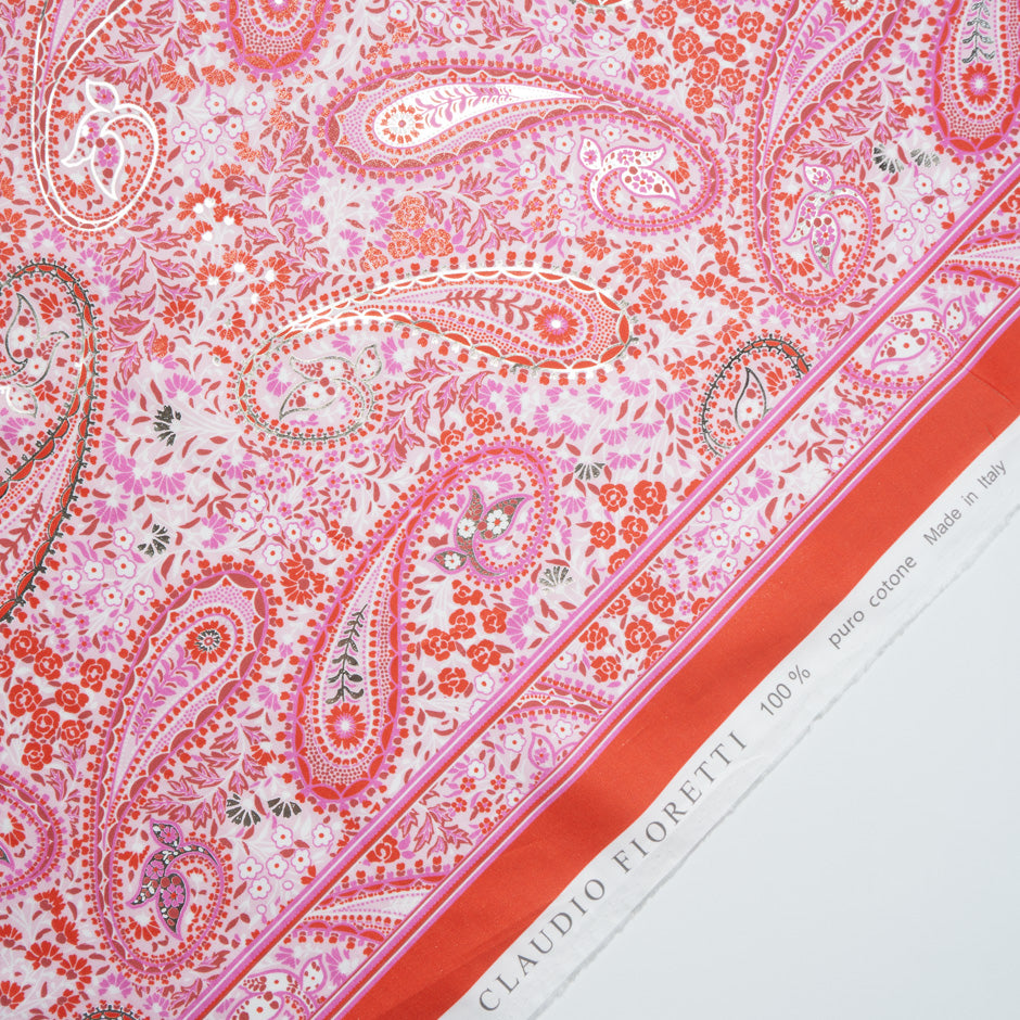 Red & Pink Floral & Paisley Vision Printed Luxury Cotton (A 1.20m Piece)