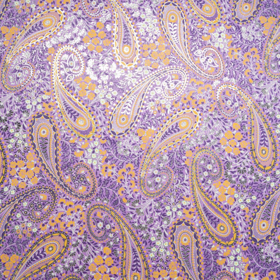 Orange Floral & Paisley Vision Printed Purple Luxury Cotton