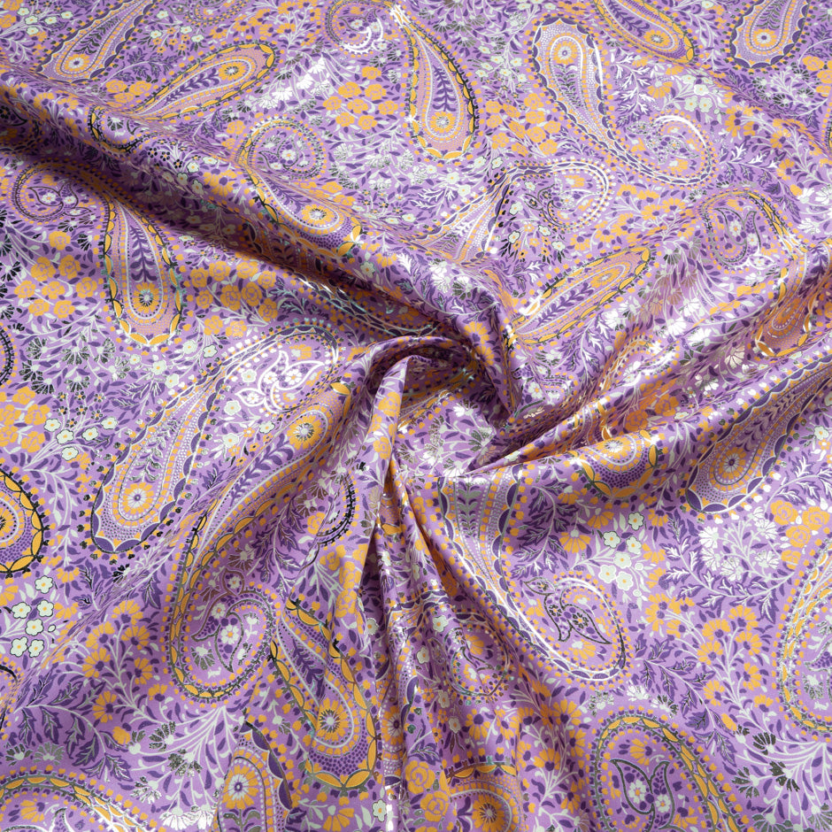 Orange Floral & Paisley Vision Printed Purple Luxury Cotton
