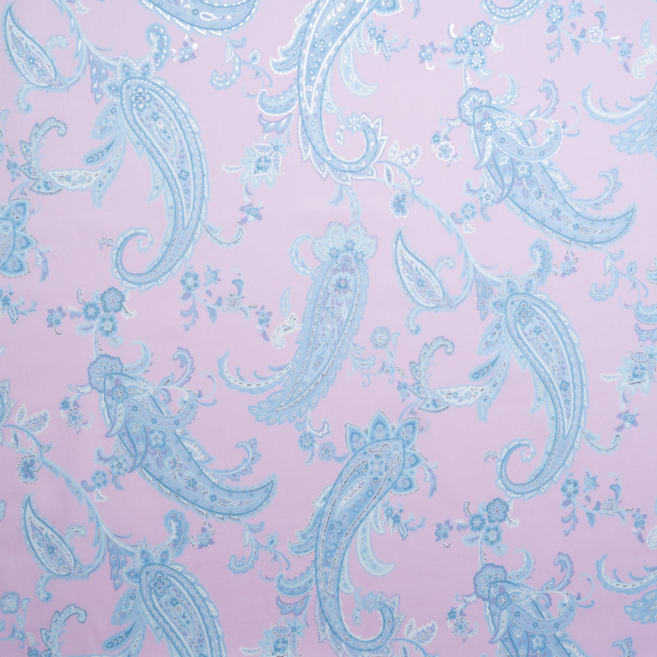 Sky Blue Vision Printed Baby Pink Metallic Cotton