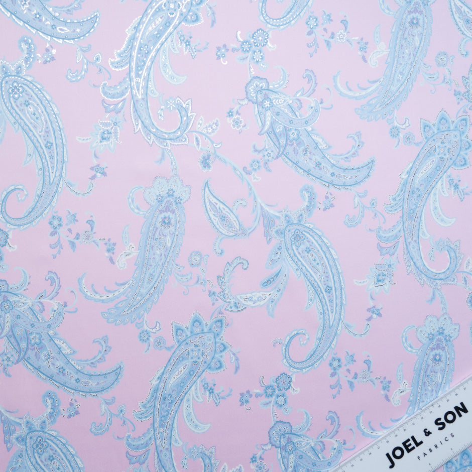 Sky Blue Vision Printed Baby Pink Metallic Cotton