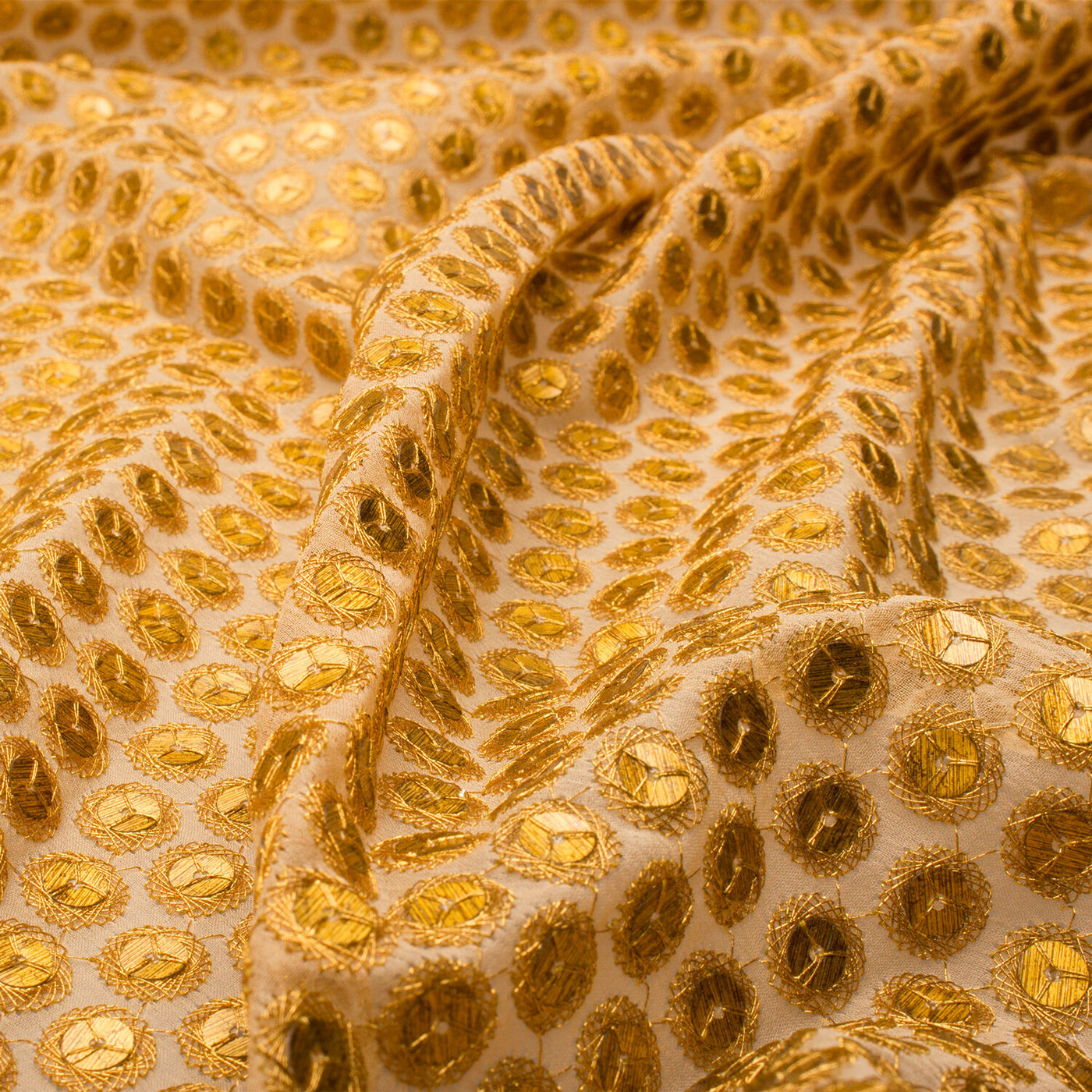 Gold Embroidered Sequin Silk Chiffon