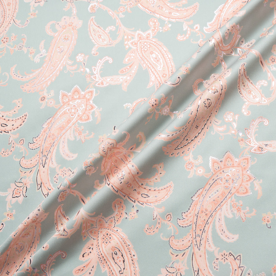 Pale Pink Vision Printed Soft Grey Metallic Cotton