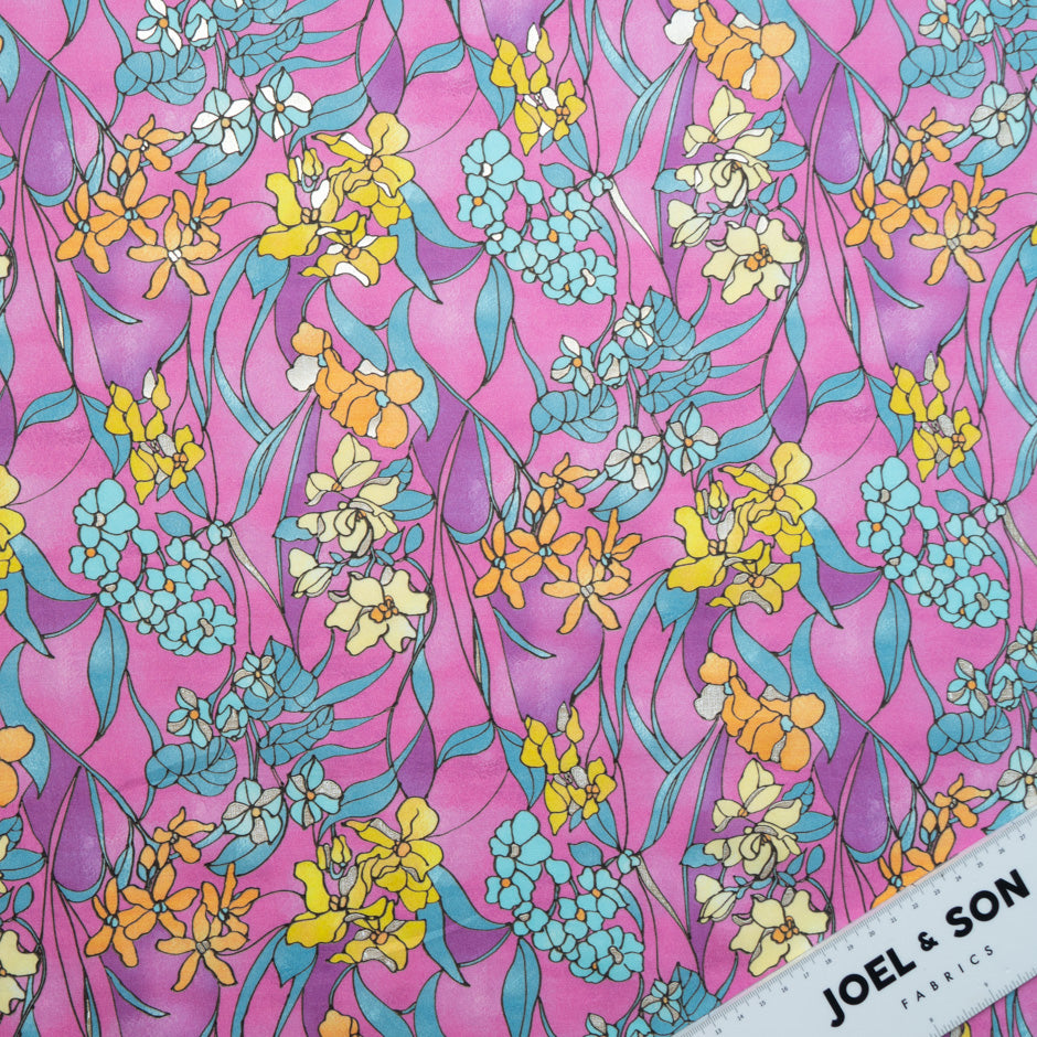 Multi Floral Vision Printed Pink Luxury Cotton