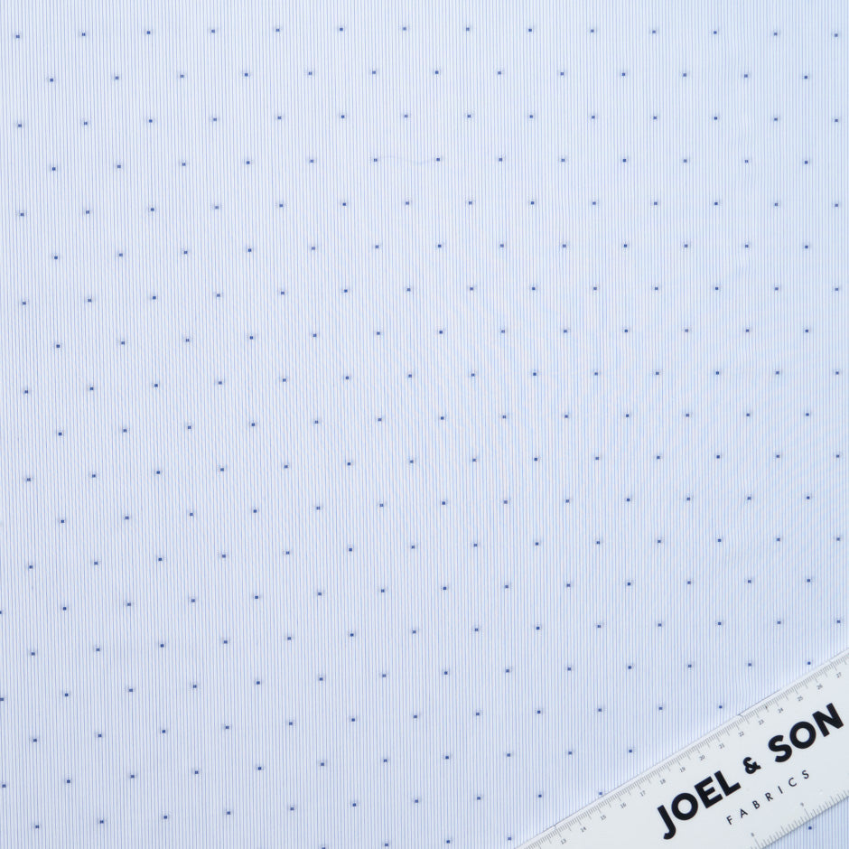 Blue Spot & Fine Striped Pure Cotton Shirting