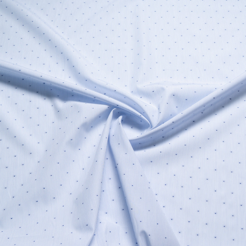 Blue Spot & Fine Striped Pure Cotton Shirting