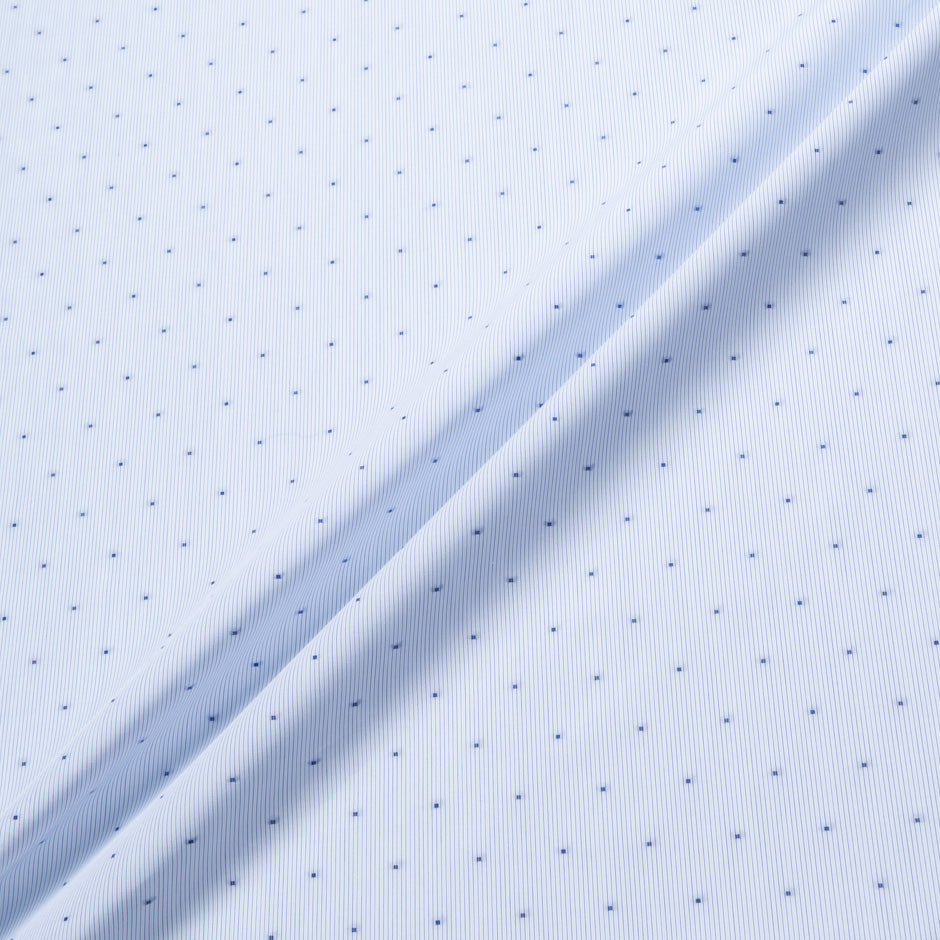 Blue Spot & Fine Striped Pure Cotton Shirting