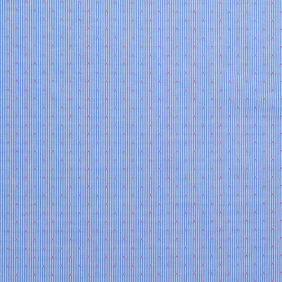 Rich Blue Pinstripe & Pink Tirangle Jacquard Cotton