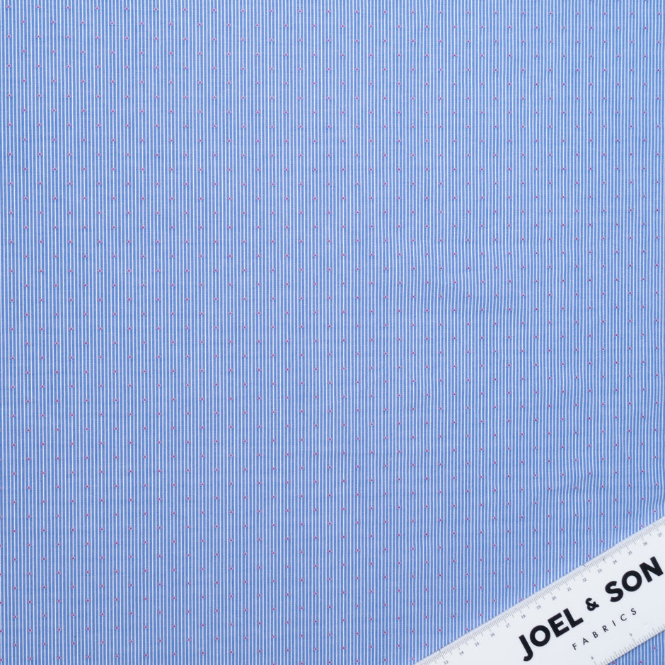 Rich Blue Pinstripe & Pink Tirangle Jacquard Cotton