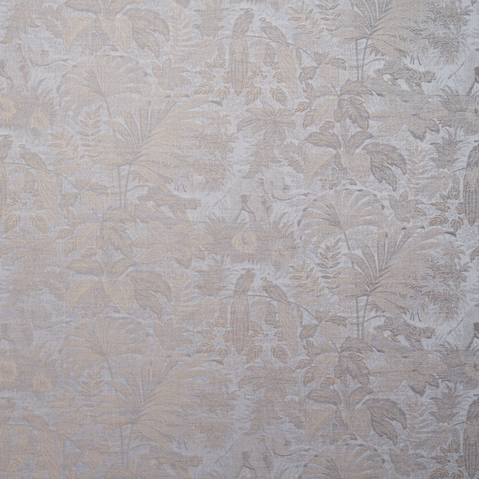 Pale Grey & Beige Floral Jacquard Pure Cotton