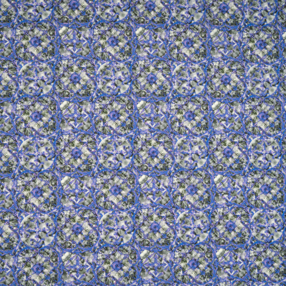 Electric Blue Geo Printed Pure Cotton