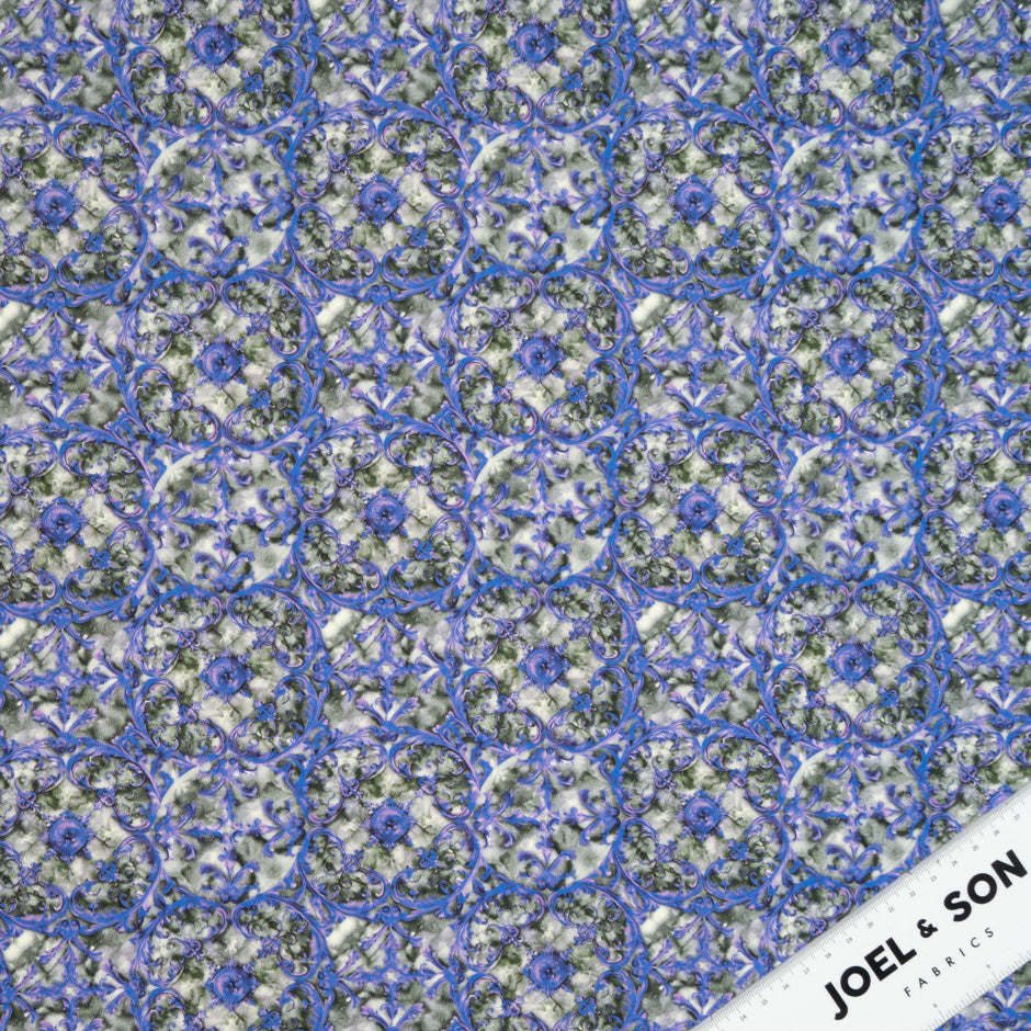 Electric Blue Geo Printed Pure Cotton