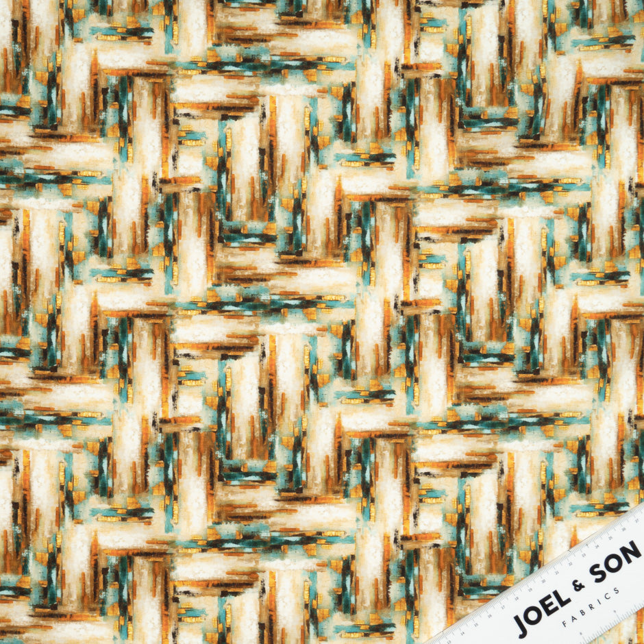 Orange, Beige & Teal Printed Pure Luxury Cotton