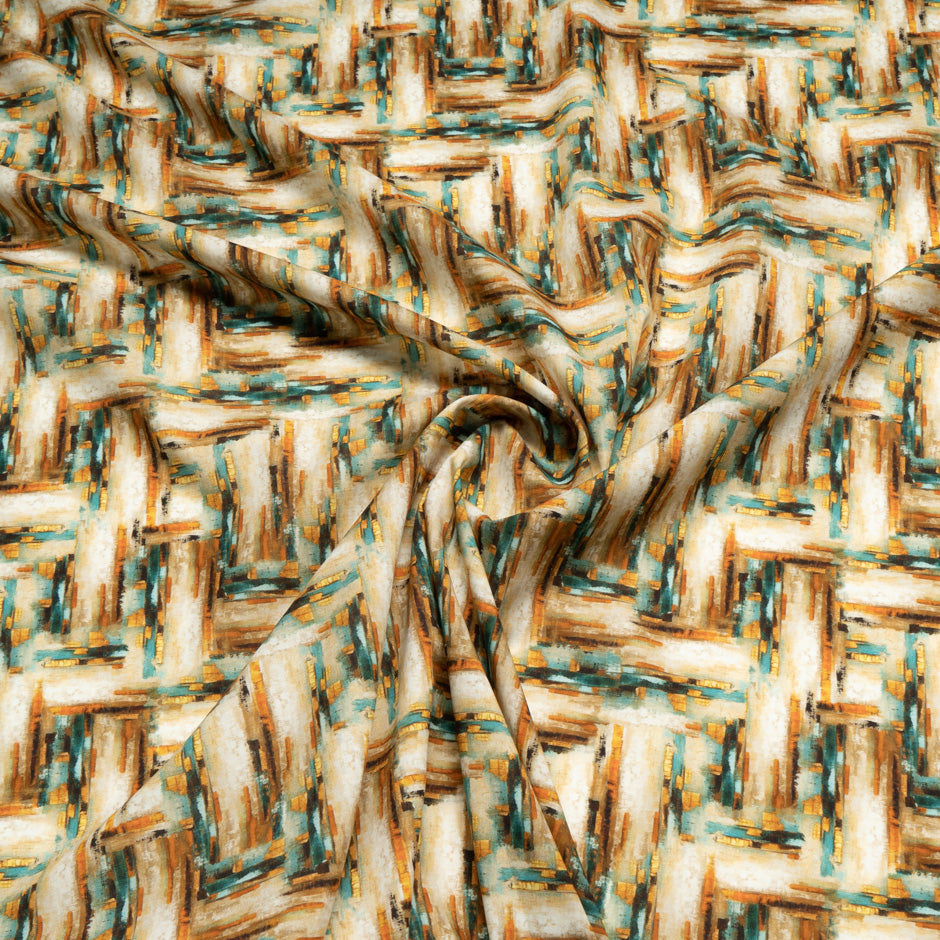 Orange, Beige & Teal Printed Pure Luxury Cotton