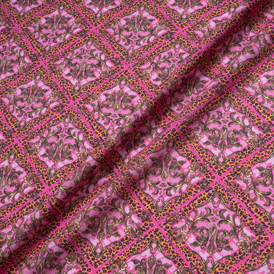 Orange Leopard Printed Pink Pure Luxury Cotton