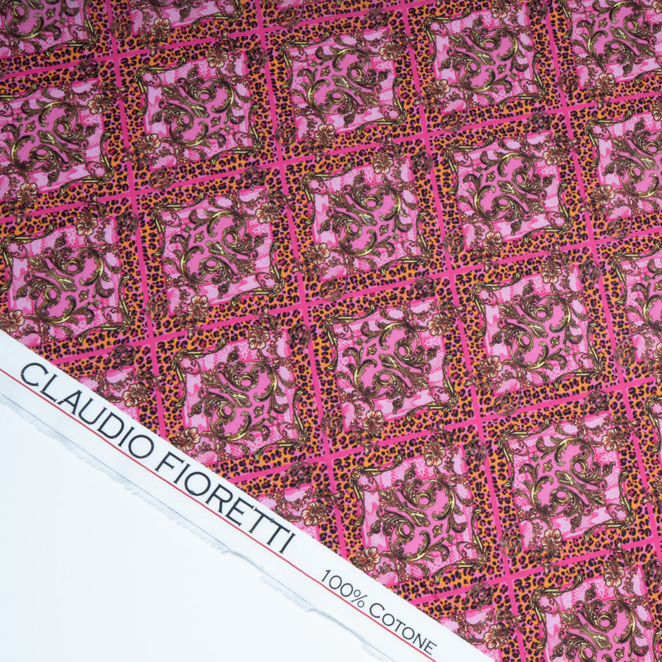 Orange Leopard Printed Pink Pure Luxury Cotton