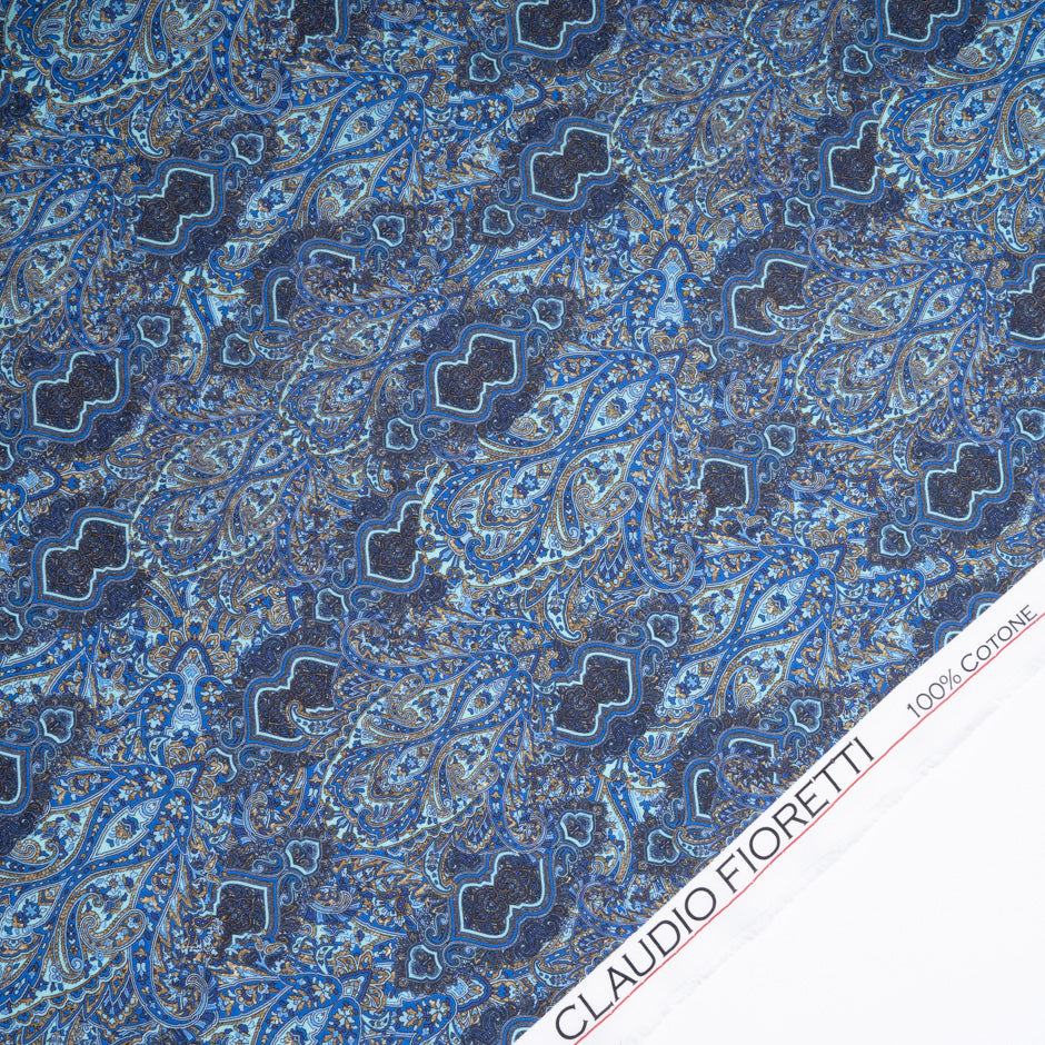 Blue Paisley Printed Pure Cotton