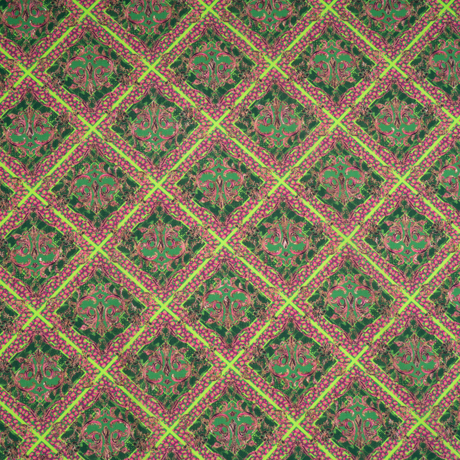 Pink & Fluorescent Green Printed Pure Luxury Cotton