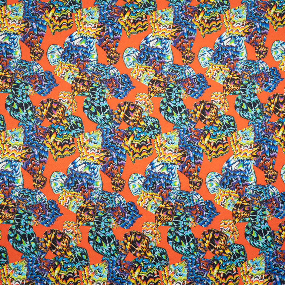 Multi-Coloured Patterned Orange Printed Silk Twill