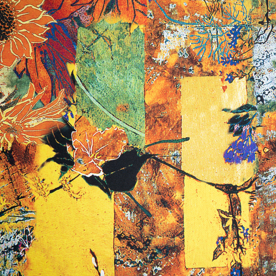 Abstract Patchwork Floral Printed Pure Silk Twill