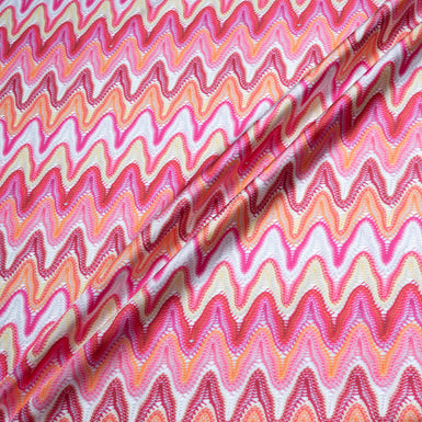 Orange & Pink 'Knit' Printed Silk Twill