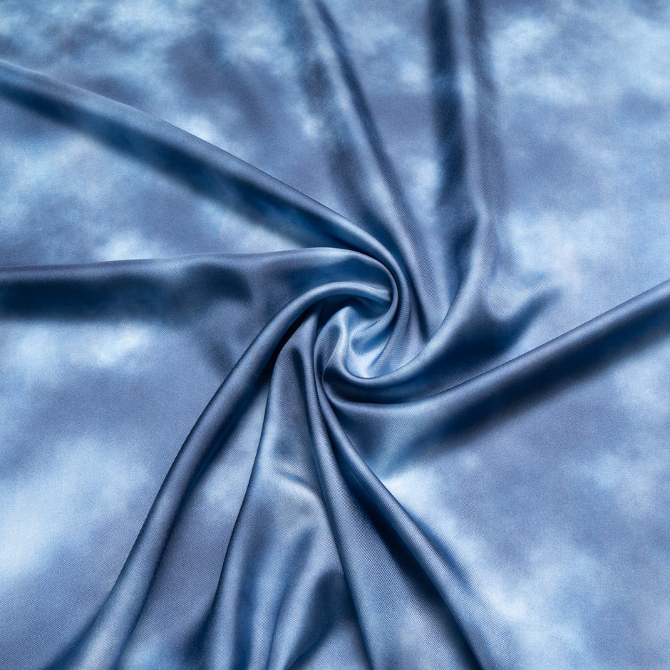 Blue Cloud Printed Pure Silk Twill