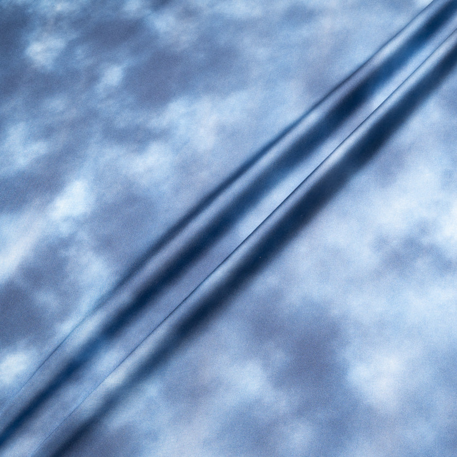 Blue Cloud Printed Pure Silk Twill