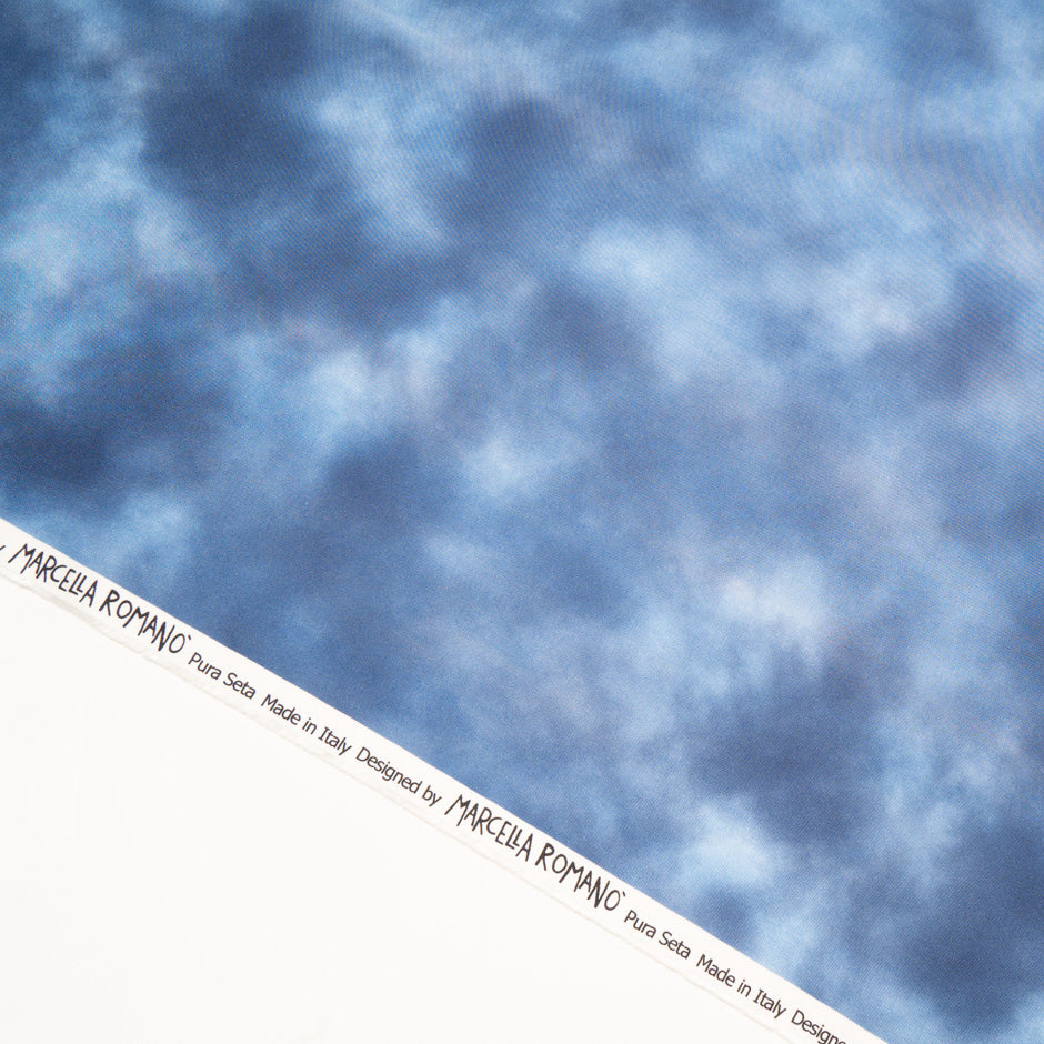 Blue Cloud Printed Pure Silk Twill