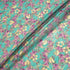 Pink Rose Printed Green Laminated Cotton Voile