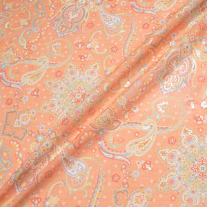 Vision Printed Soft Orange Metallic Cotton Voile