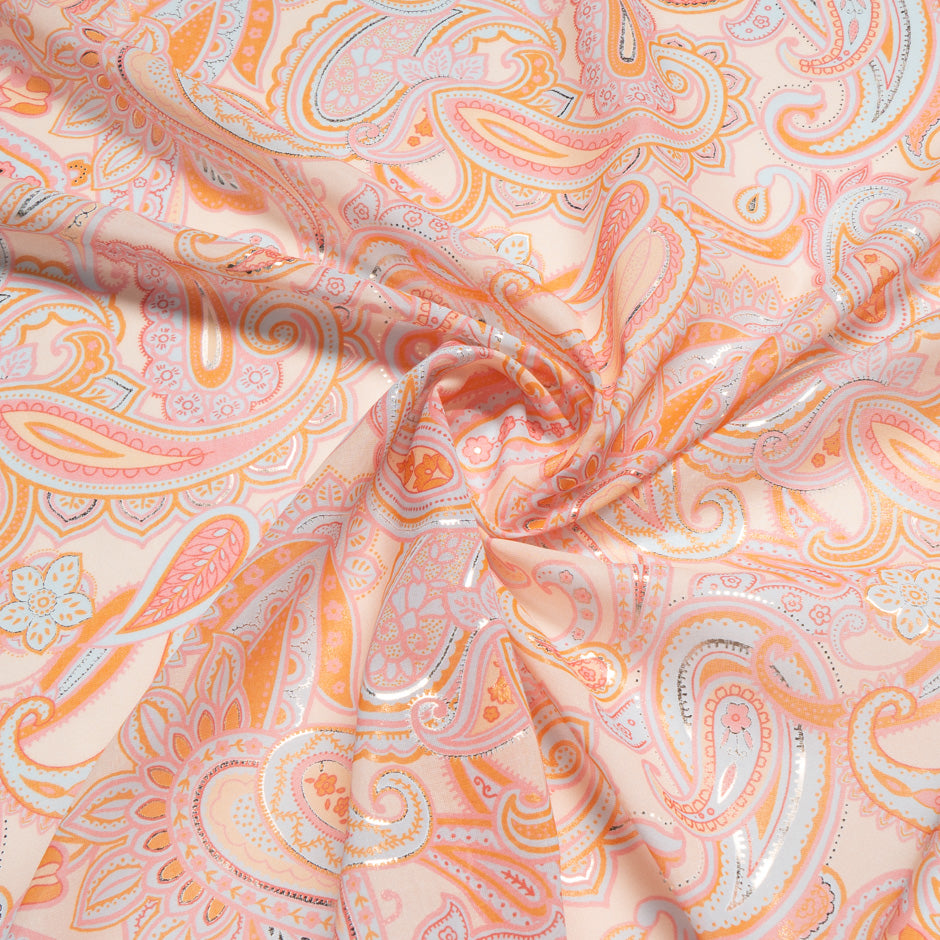 Orange Paisley Coloured Vision Printed Cotton Voile