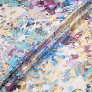 Multi-Coloured Abstract Floral Laminated Cotton Voile