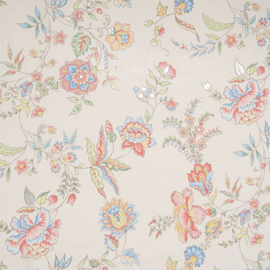 Multi-Coloured Floral Metallic Cotton Voile